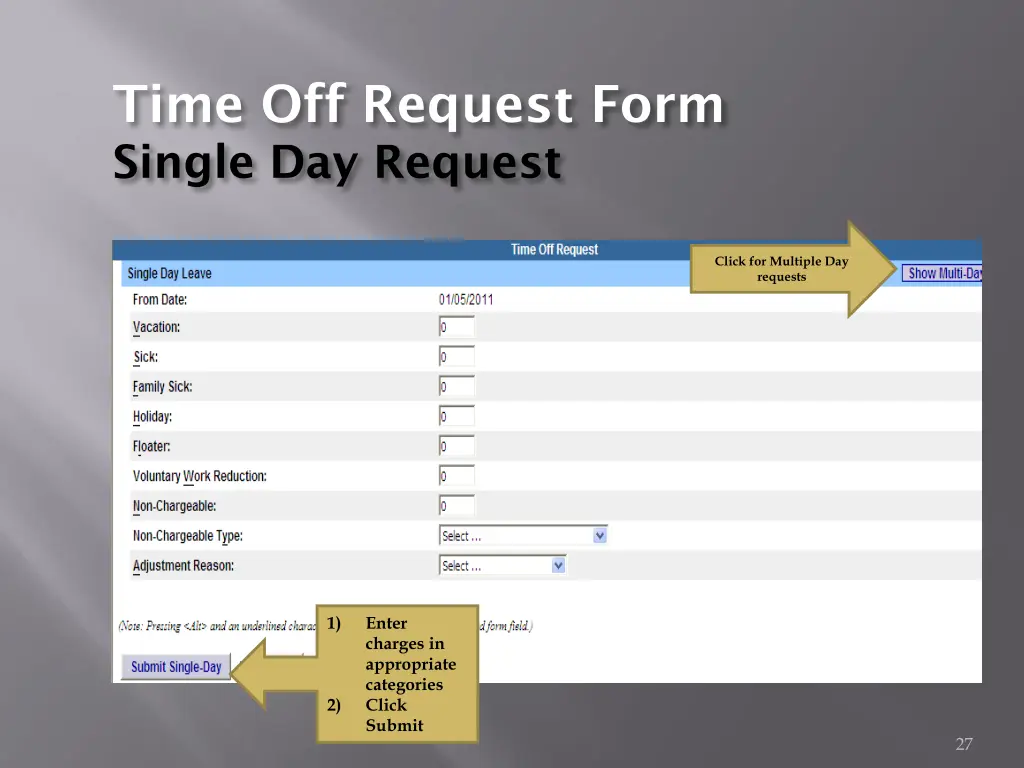 time off request form single day request