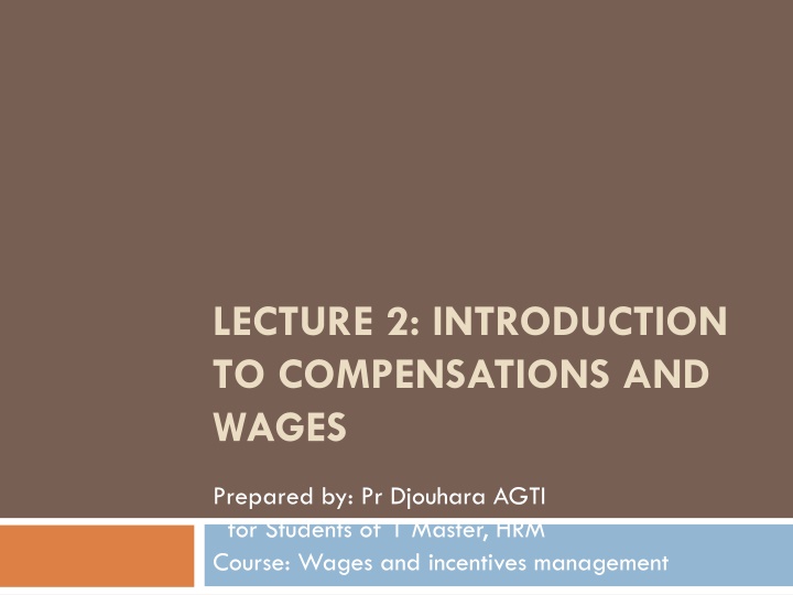 lecture 2 introduction to compensations and wages