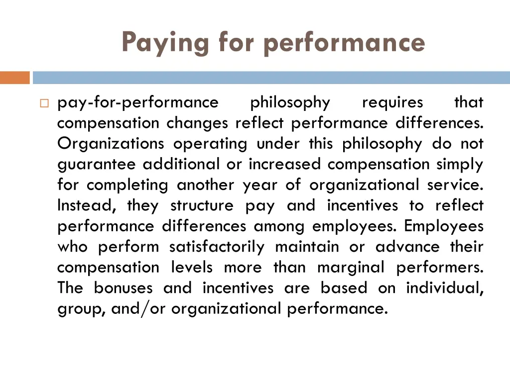 paying for performance