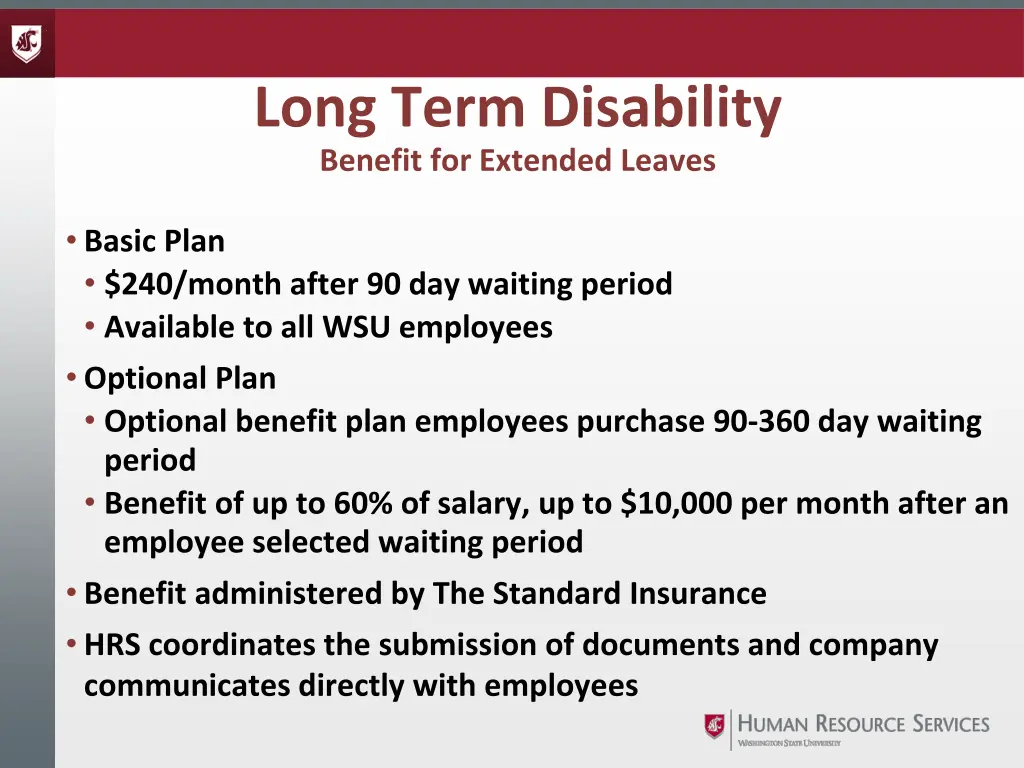 long term disability benefit for extended leaves