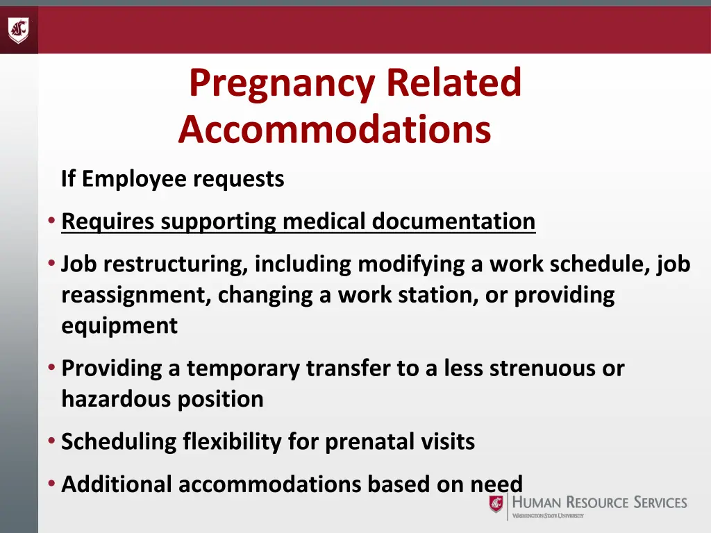 pregnancy related accommodations 1