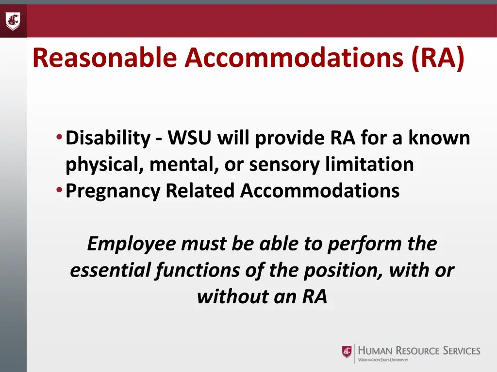 reasonable accommodations ra