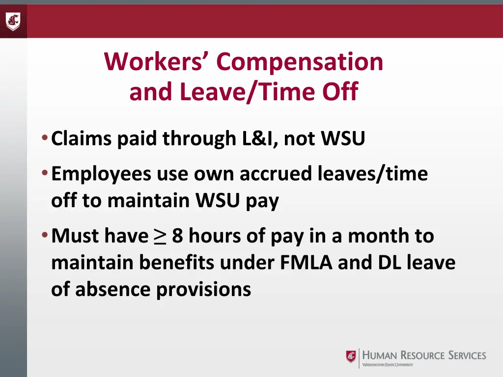 workers compensation and leave time off