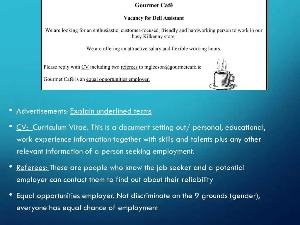 advertisements explain underlined terms