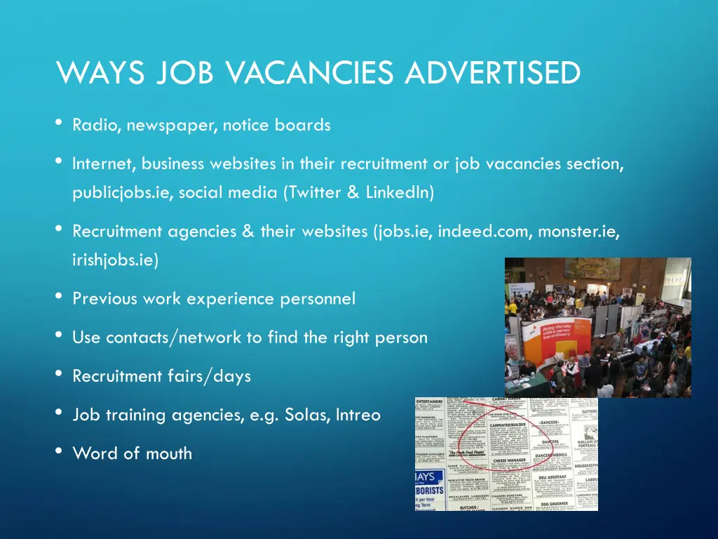 ways job vacancies advertised