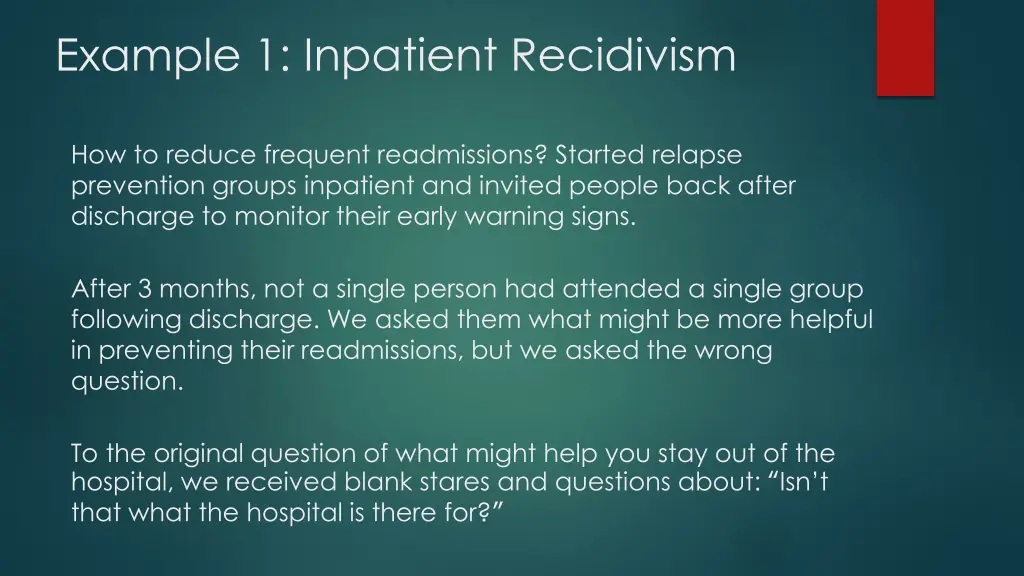 example 1 inpatient recidivism