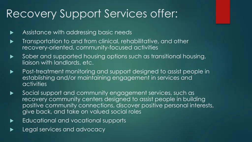 recovery support services offer