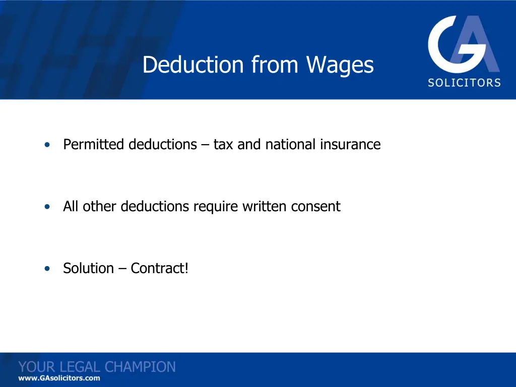 deduction from wages