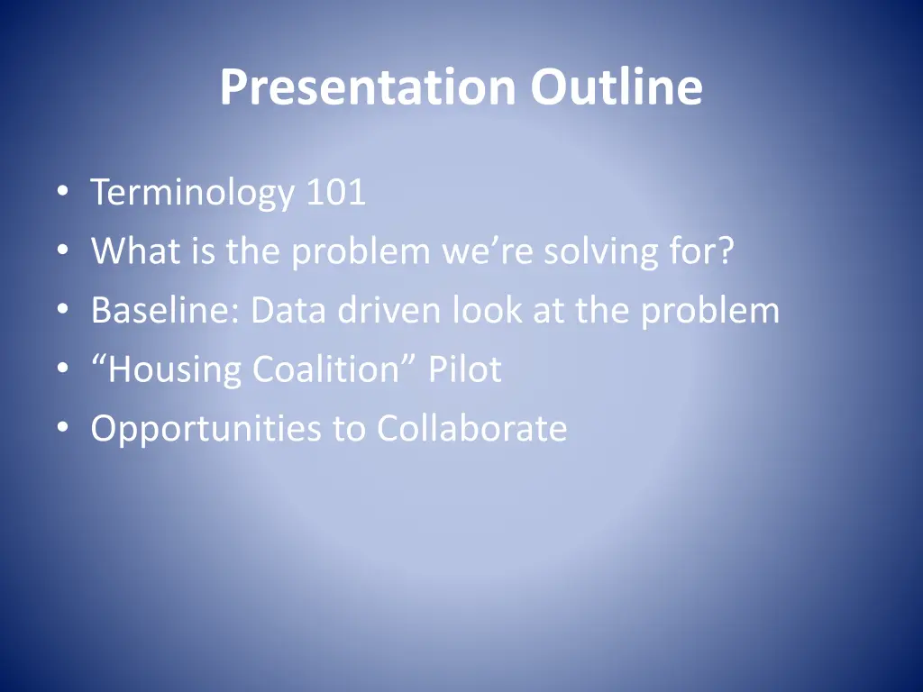 presentation outline