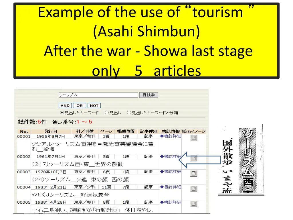 example of the use of tourism asahi shimbun after