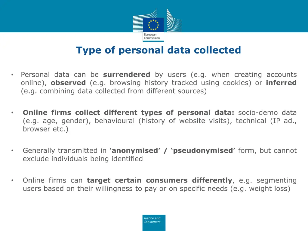 type of personal data collected