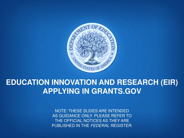 education innovation and research eir applying
