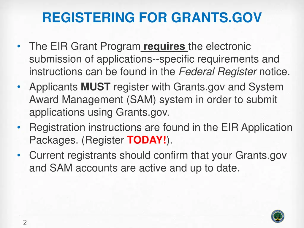 registering for grants gov