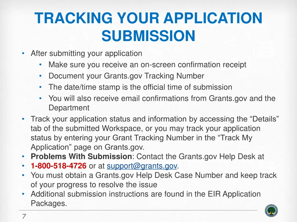 tracking your application submission