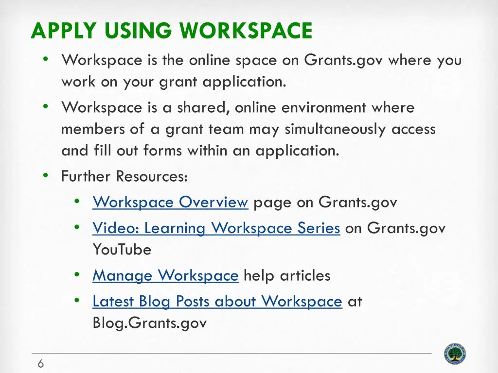 apply using workspace workspace is the online