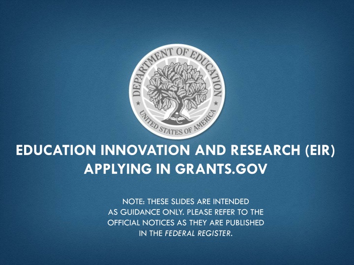 education innovation and research eir applying