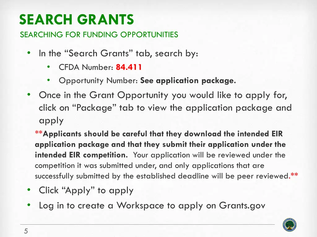 search grants searching for funding opportunities