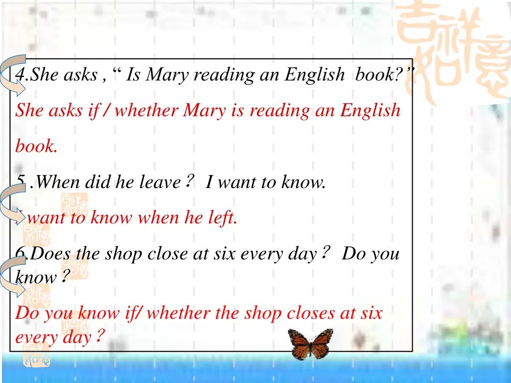 4 she asks is mary reading an english book