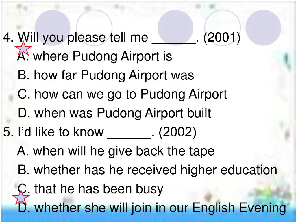 4 will you please tell me 2001 a where pudong