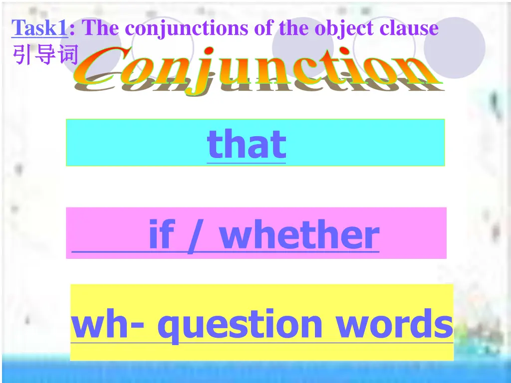task1 the conjunctions of the object clause