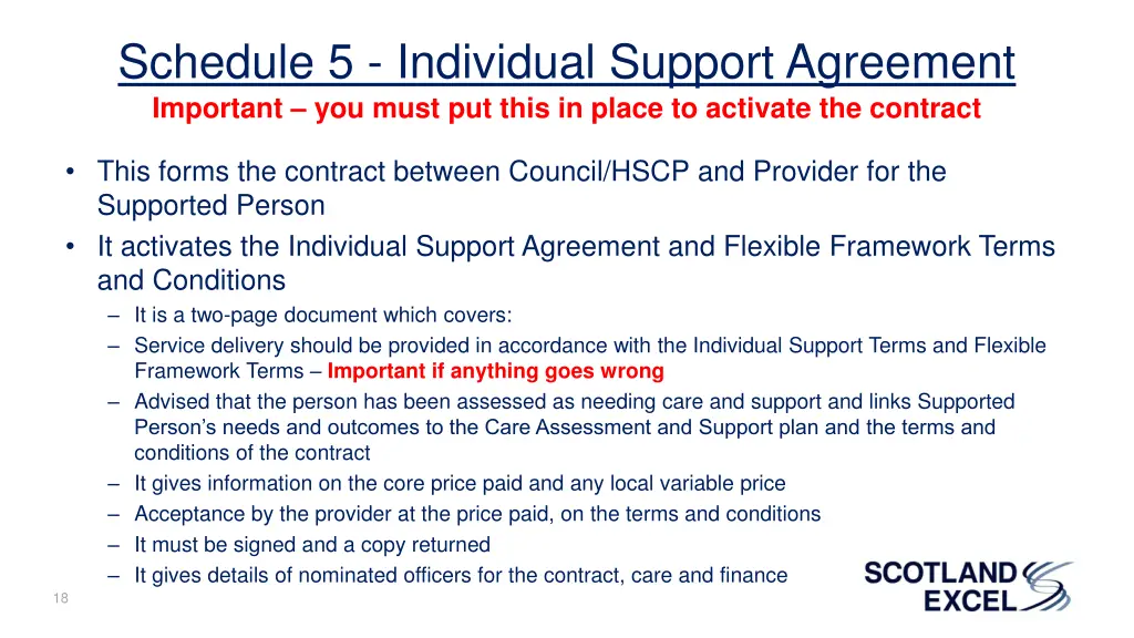 schedule 5 individual support agreement important
