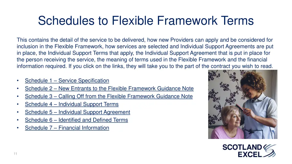 schedules to flexible framework terms