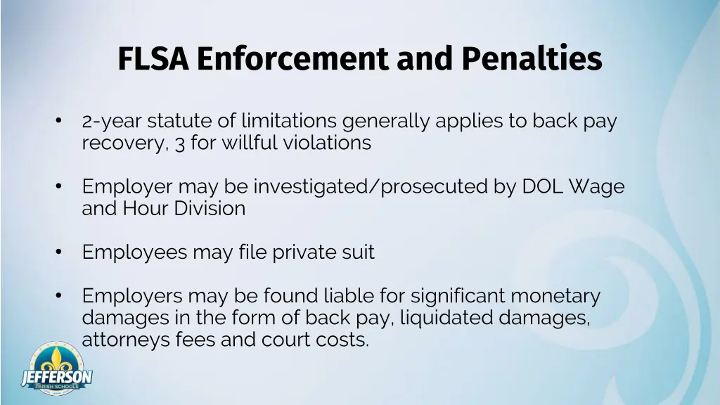 flsa enforcement and penalties