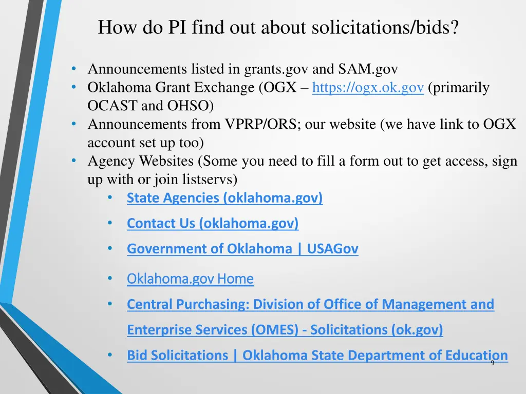 how do pi find out about solicitations bids