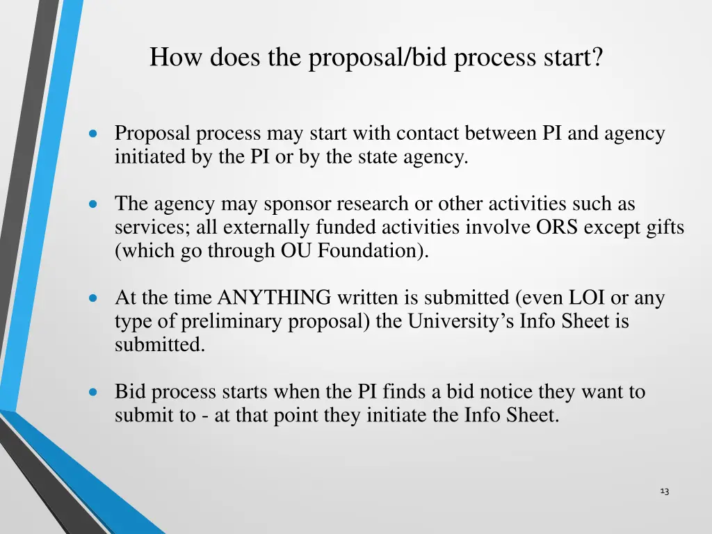 how does the proposal bid process start