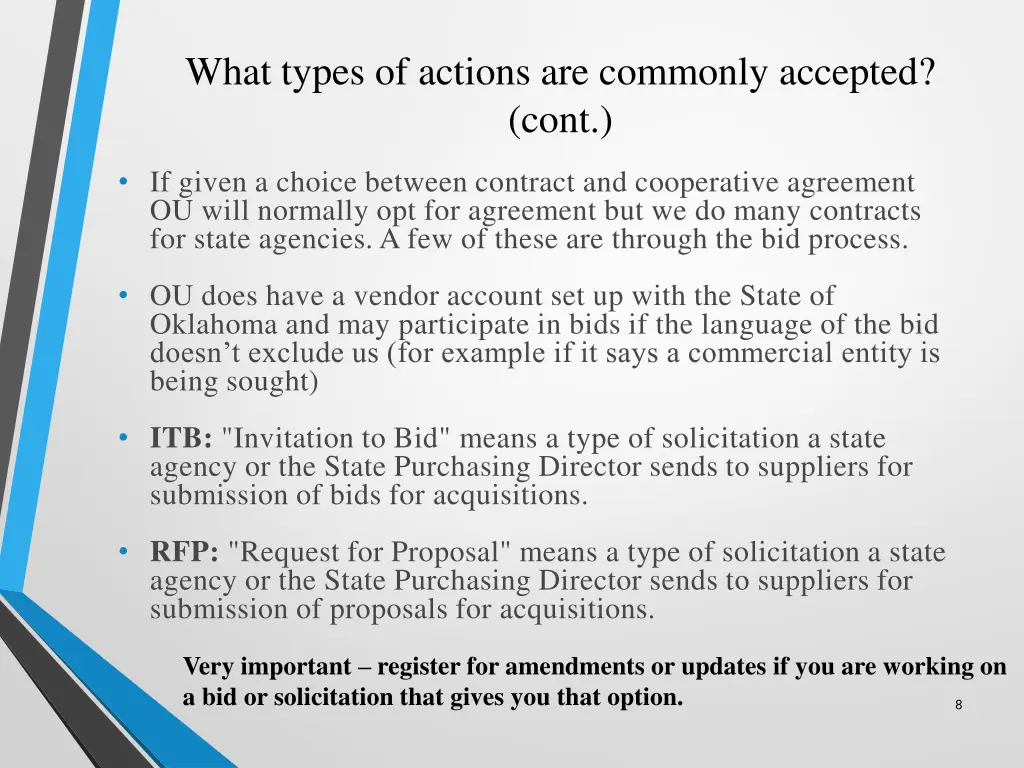 what types of actions are commonly accepted cont