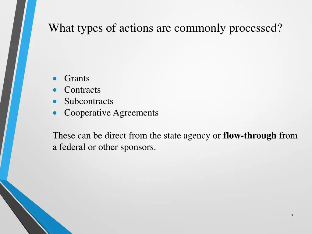 what types of actions are commonly processed