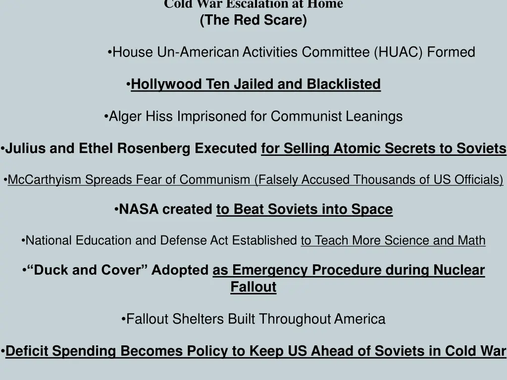 cold war escalation at home the red scare