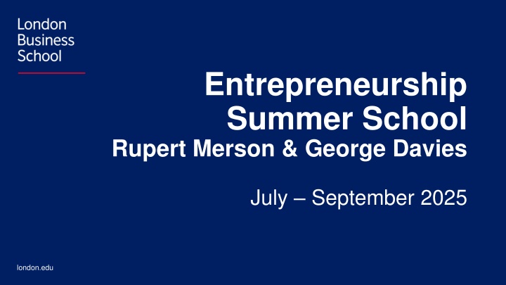entrepreneurship summer school rupert merson