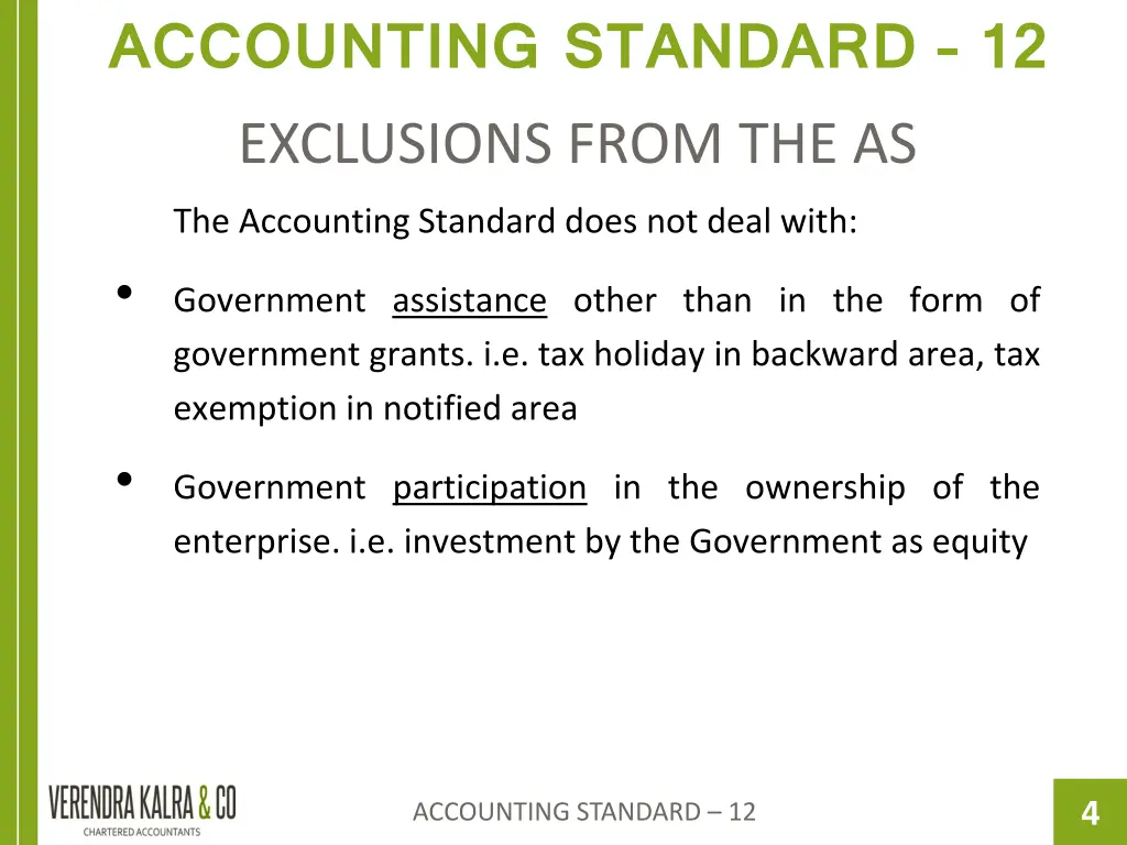 accounting standard 12 exclusions from the as