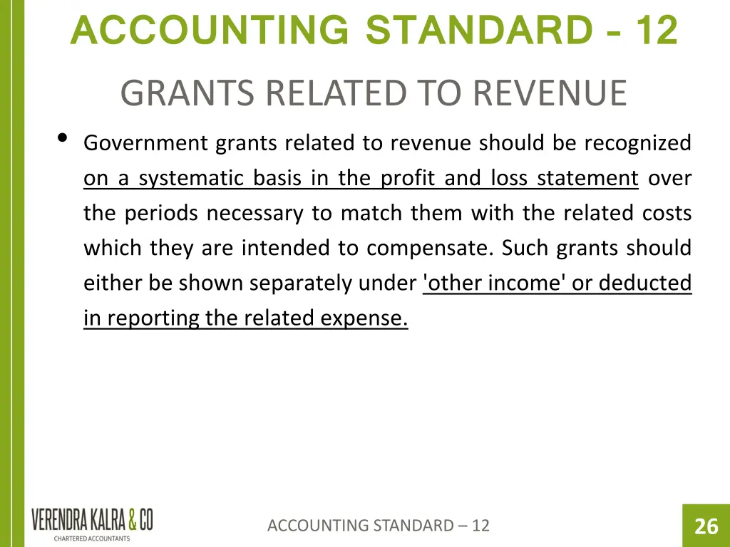 accounting standard 12 grants related to revenue