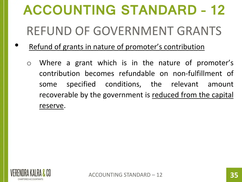 accounting standard 12 refund of government grants 1