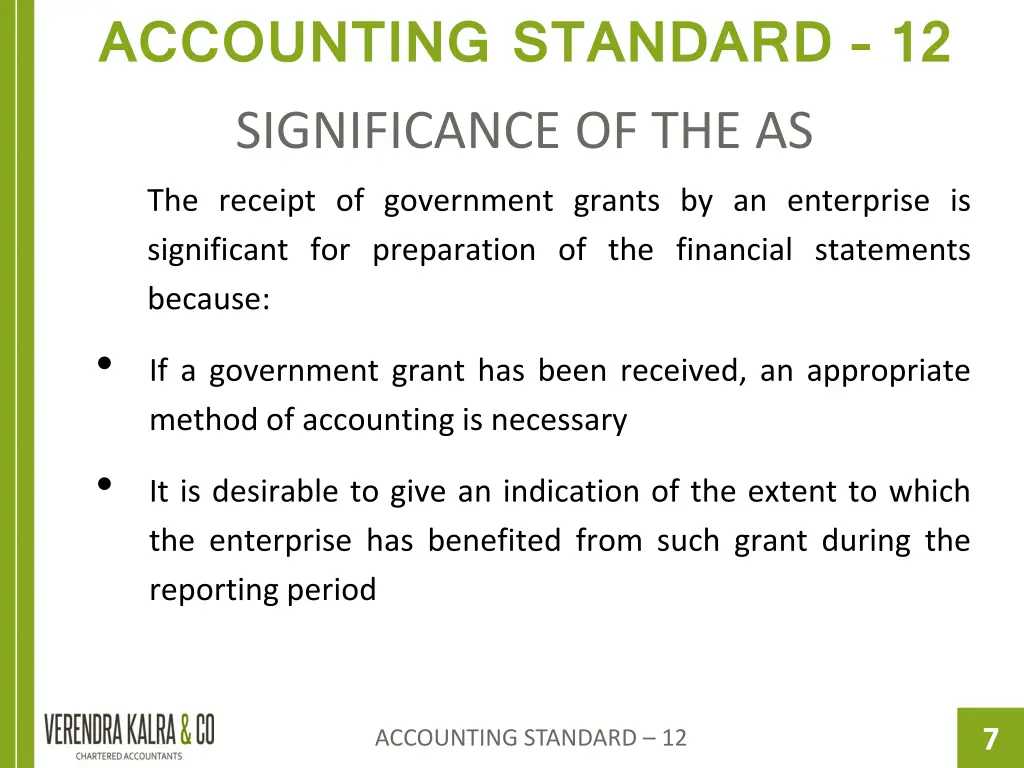 accounting standard 12 significance of the as