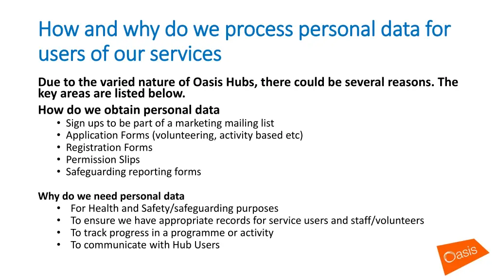 how and why do we process personal data