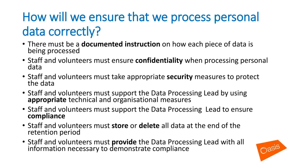 how will we ensure that we process personal