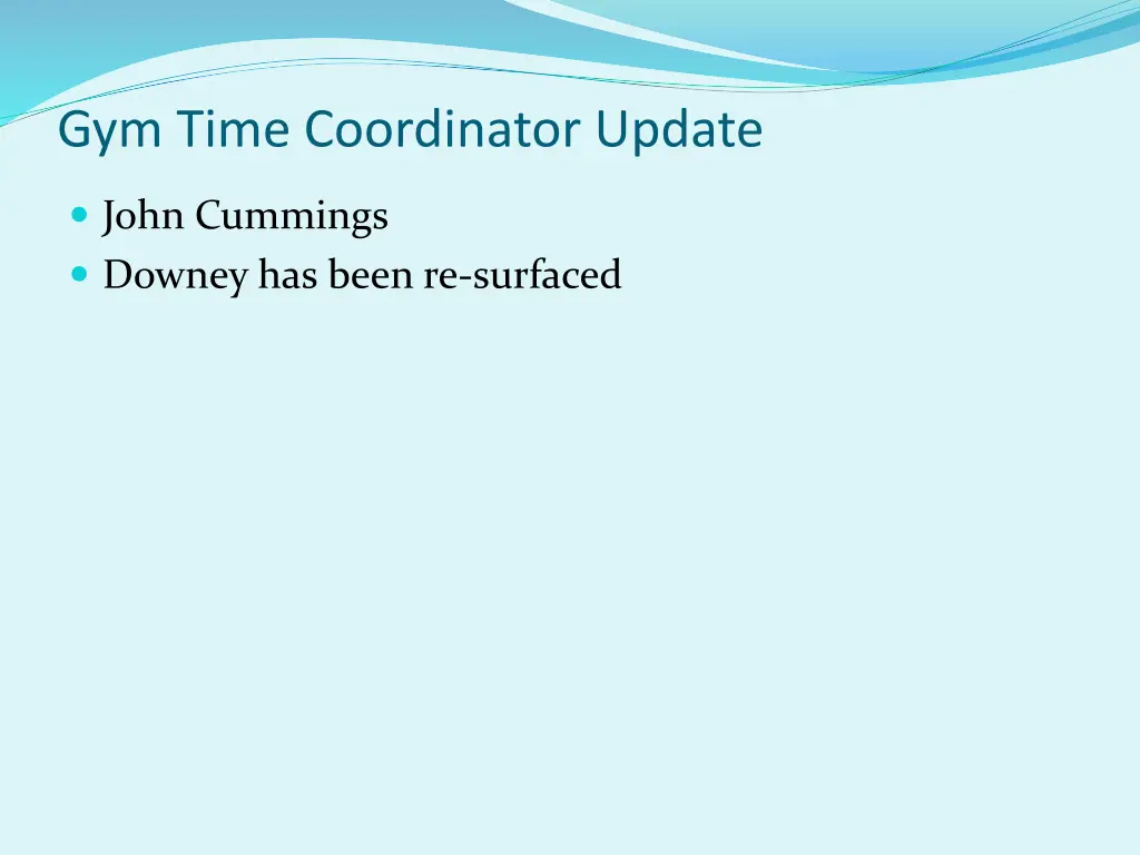 gym time coordinator update
