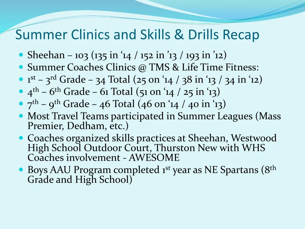 summer clinics and skills drills recap