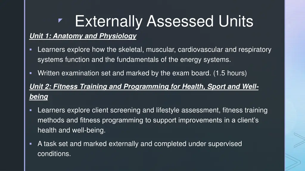 externally assessed units unit 1 anatomy