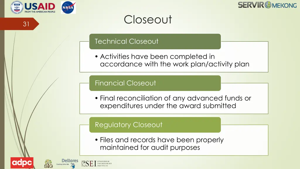 closeout