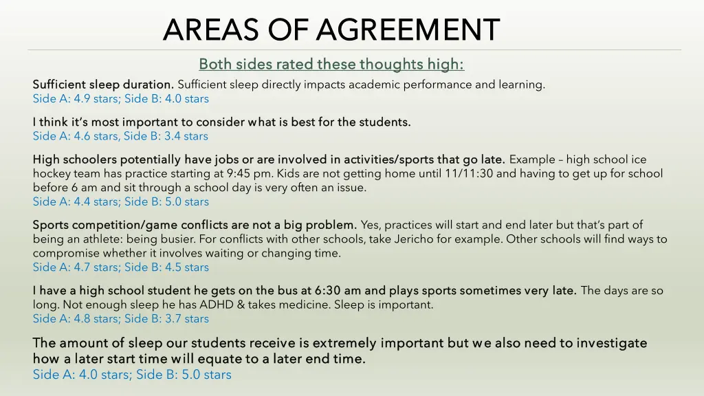 areas of agreement areas of agreement