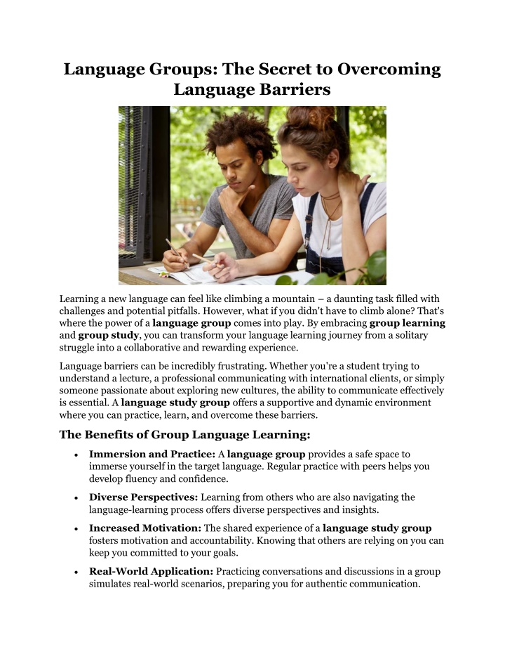 language groups the secret to overcoming language