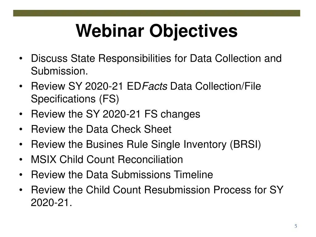 webinar objectives