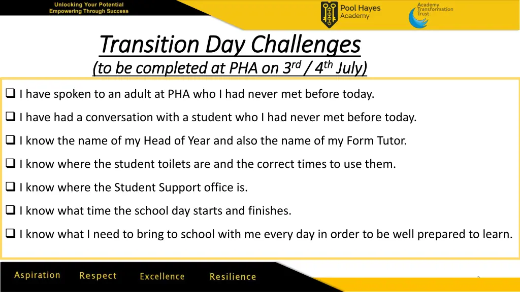 transition day challenges transition