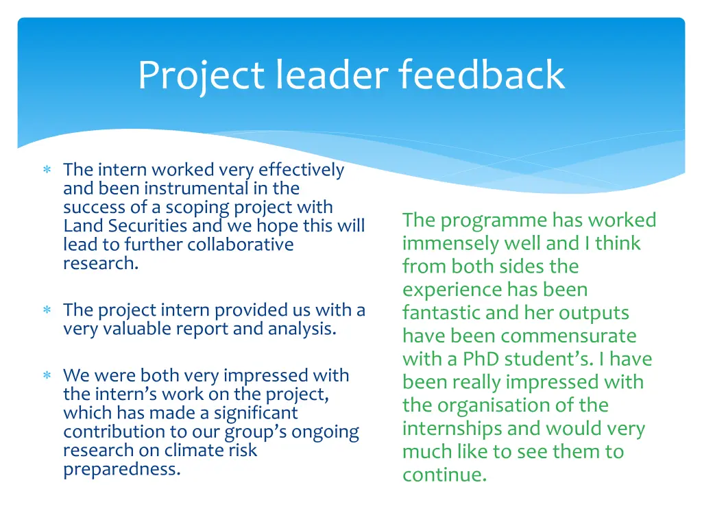project leader feedback