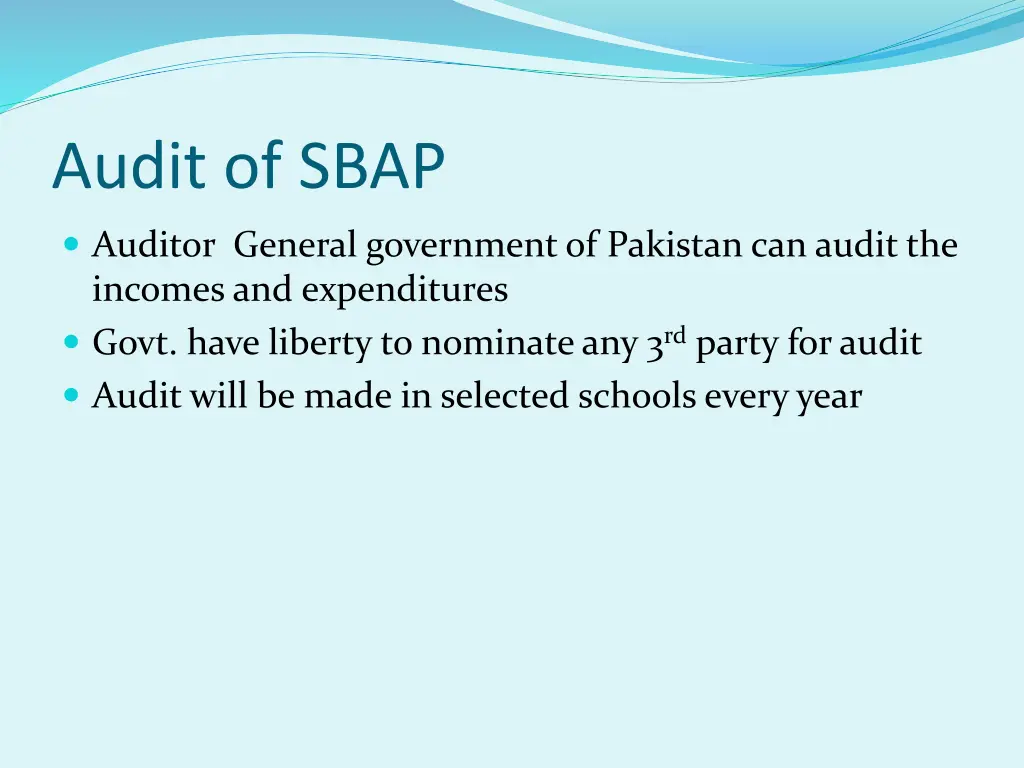 audit of sbap