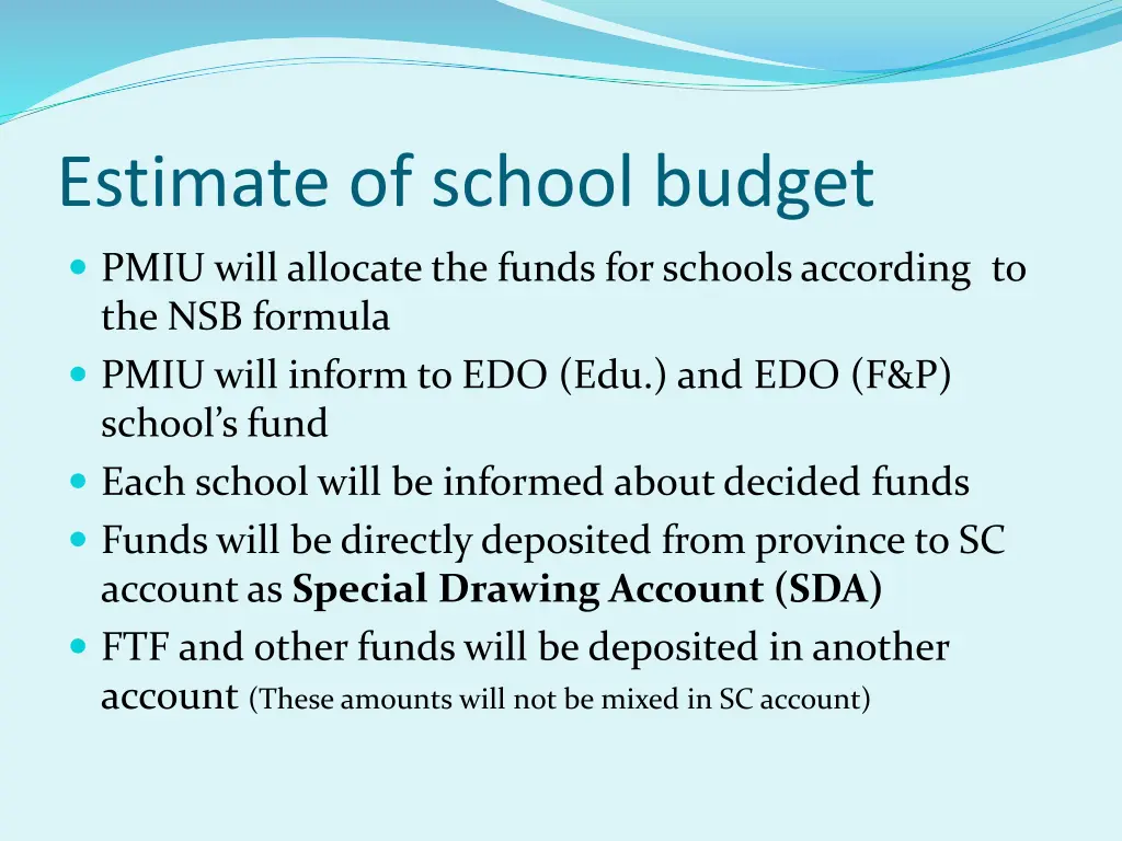 estimate of school budget